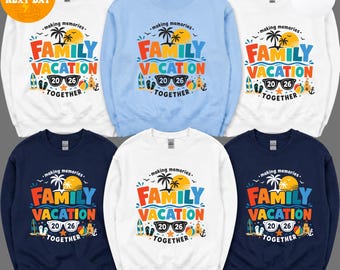 Sudadera personalizada para vacaciones familiares 2026, sudadera con capucha a juego para el viaje familiar, jersey personalizado para vacaciones en la playa.