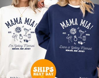 Sudadera personalizada de Mamma Mia para despedida de soltera, sudadera con capucha Dancing Queen Disco Bach, sudadera personalizada para la fiesta nupcial.