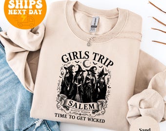 Girls Trip Salem Sweatshirt, Retro Halloween Hoodie, Salem Witch Pullover, Salem Massachusetts Sweatshirt, Spooky Season Gift