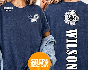 Camiseta personalizada para mamás futbolistas, camiseta con nombre y número personalizados, camiseta gráfica para mamás futbolistas, regalo para mamás deportistas