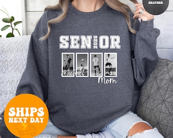 Sudadera personalizada para mamá de jugador de fútbol americano senior 2026, sudadera con capucha personalizada con foto del jugador, sudadera con capucha con nombre y número de fútbol americano