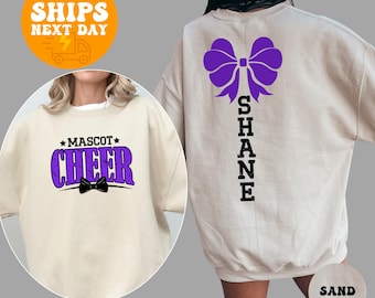 Personalized Cheer Mascot Sweatshirt, Team Name Cheer Squad Hoodie, Megaphone Cheer Mom Pullover, Custom Cheer Gift