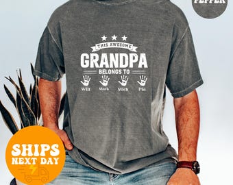 Camiseta personalizada para abuelo, Camiseta "Este abuelo increíble pertenece a...", Camiseta con nombres personalizados para nietos, Regalo para el Día del Padre