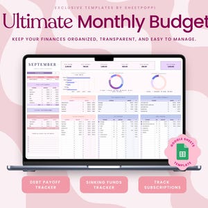 Ultimate Monthly Budget Spreadsheet Excel Budget Template Google Sheets Budget Planner Savings Tracker Financial Planner Zero Based Budget