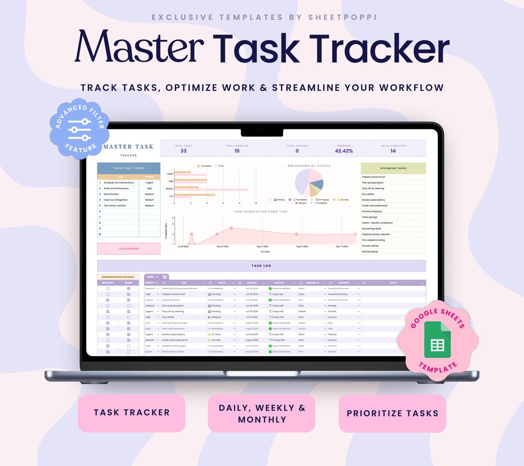 Task Tracker Spreadsheet Google Sheets Excel to Do List Template Task ...
