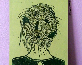 Angeliki lino cut print in oil