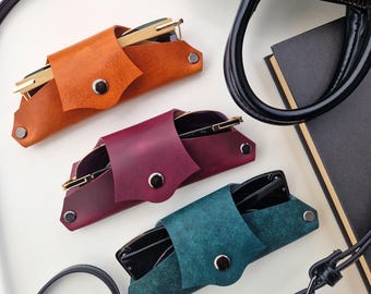 Slim Leather Glasses Case – Sunglasses Holder – Minimal Eyewear Pouch