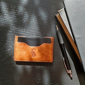 Handmade Vegetable Tanned Leather Card Holder Leather Wallet for Men