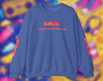 sublbl Sweatshirt, SuBLbL Crewneck, Music in Threads Style That Spreads Sweater, Streetwear Crewneck, Indie Fashion Pullover