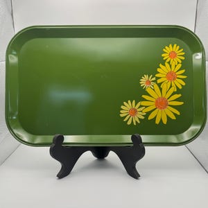 Vintage Toleware Metal Sunflower Snack Tray