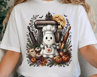 Cute Ghost Baker PNG, Spooky Halloween Baking PNG, Ghost Chef Kitchen Sublimation Design, Halloween Baker Shirt PNG, Digital Download