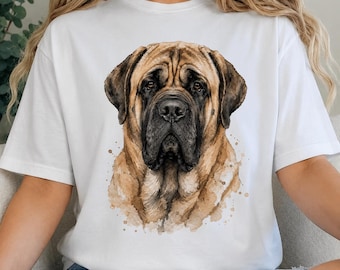 English Mastiff Watercolor Clipart PNG, Cute Big Dog Sublimation Design, Digital Download Transparent Background,Dog Mom Gift DTG Print File