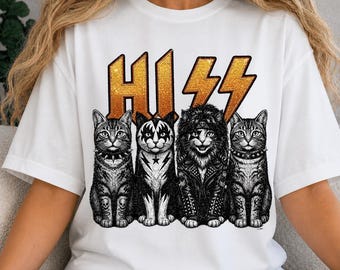 Rock band cat PNG, funny whistling cat parody graphic, music lover cat shirt design, digital sublimation download