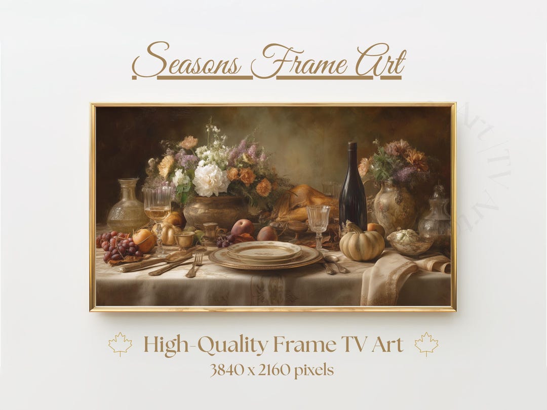 Thanksgiving Feast Frame TV Art – Autumn Table With Roast Turkey ...