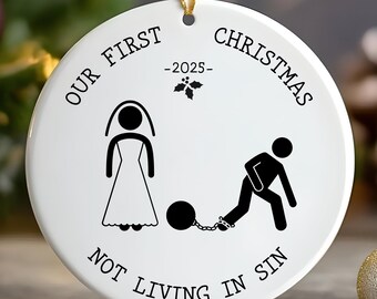 Our First Christmas Married, Couples Christmas Ornament, First Holiday Together, Newlyweds Gift, Engaged Couples Decor,