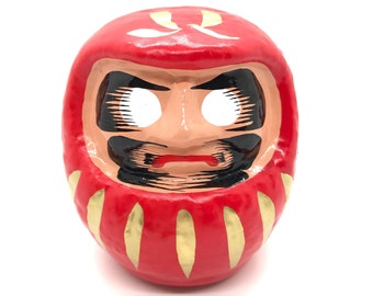 Japanese Daruma Doll, Good Luck Gifts for Men, Wishing Doll, Unique Desk Decor, Bodhidharma Buddhism Gift, Good Fortune Decor, Encouragement