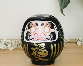 Japanese Daruma Doll, Handmade in Japan, Unique Desk Decor, Encouragement Gift, Good Fortune Home Decor, Hand-Painted Wishing Doll