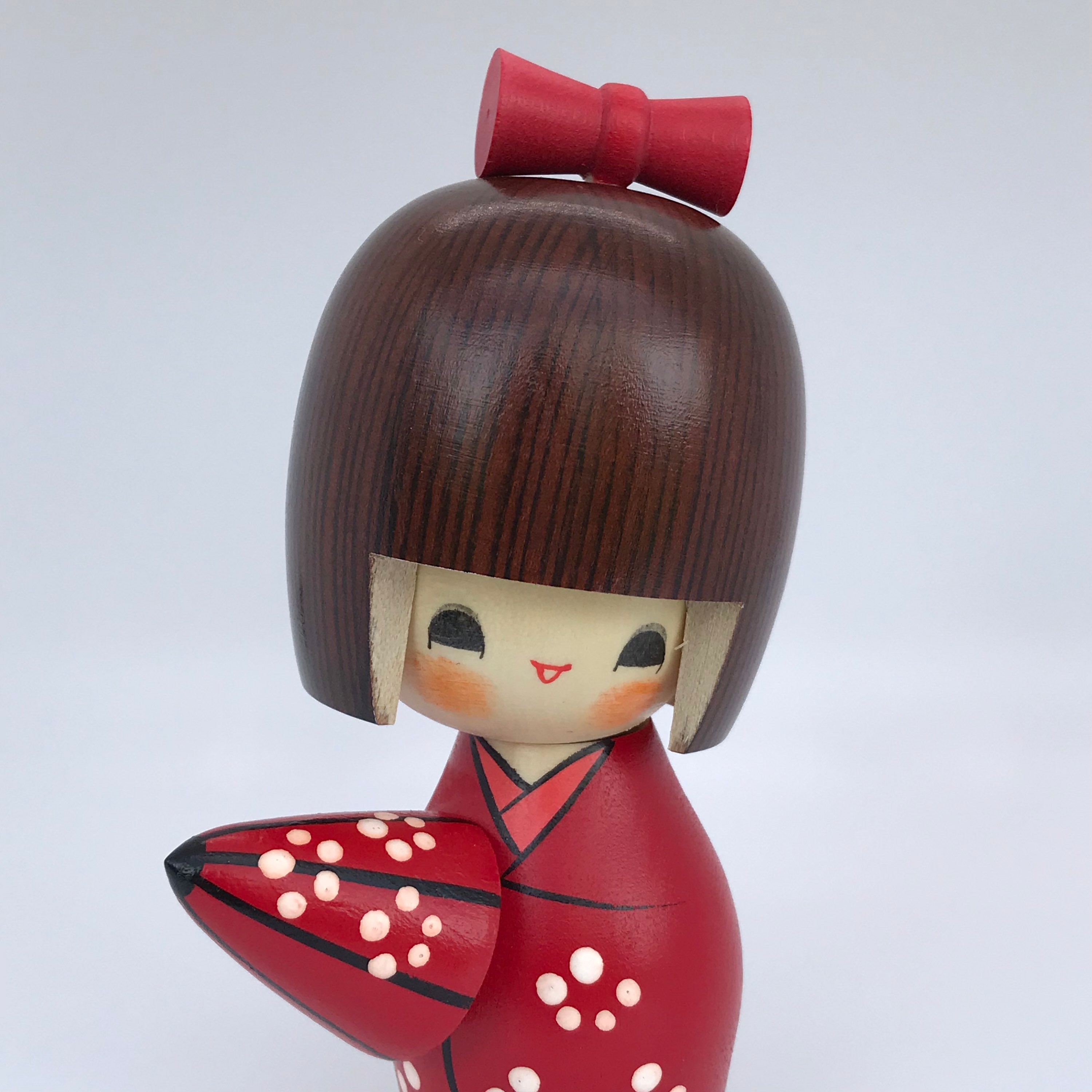 Japanese Kokeshi Doll Holding Umbrella Handmade in Japan Etsy