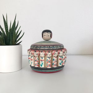 Ejiko Kokeshi Doll, Traditional Handmade Japanese Doll by Master Osagawara Yoshio, Togatta Kei Masterpiece, Made in Japan