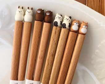 Japanese Chopsticks, Kawaii Gifts, Plumpy Chopsticks, Animal Topped Chopsticks, Unique Gift for Foodies and Animal Lovers