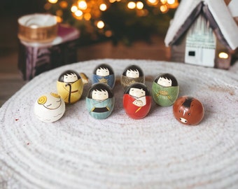 Japanese Nativity Set, Kokeshi Dolls Nativity Set, Nativity Scene