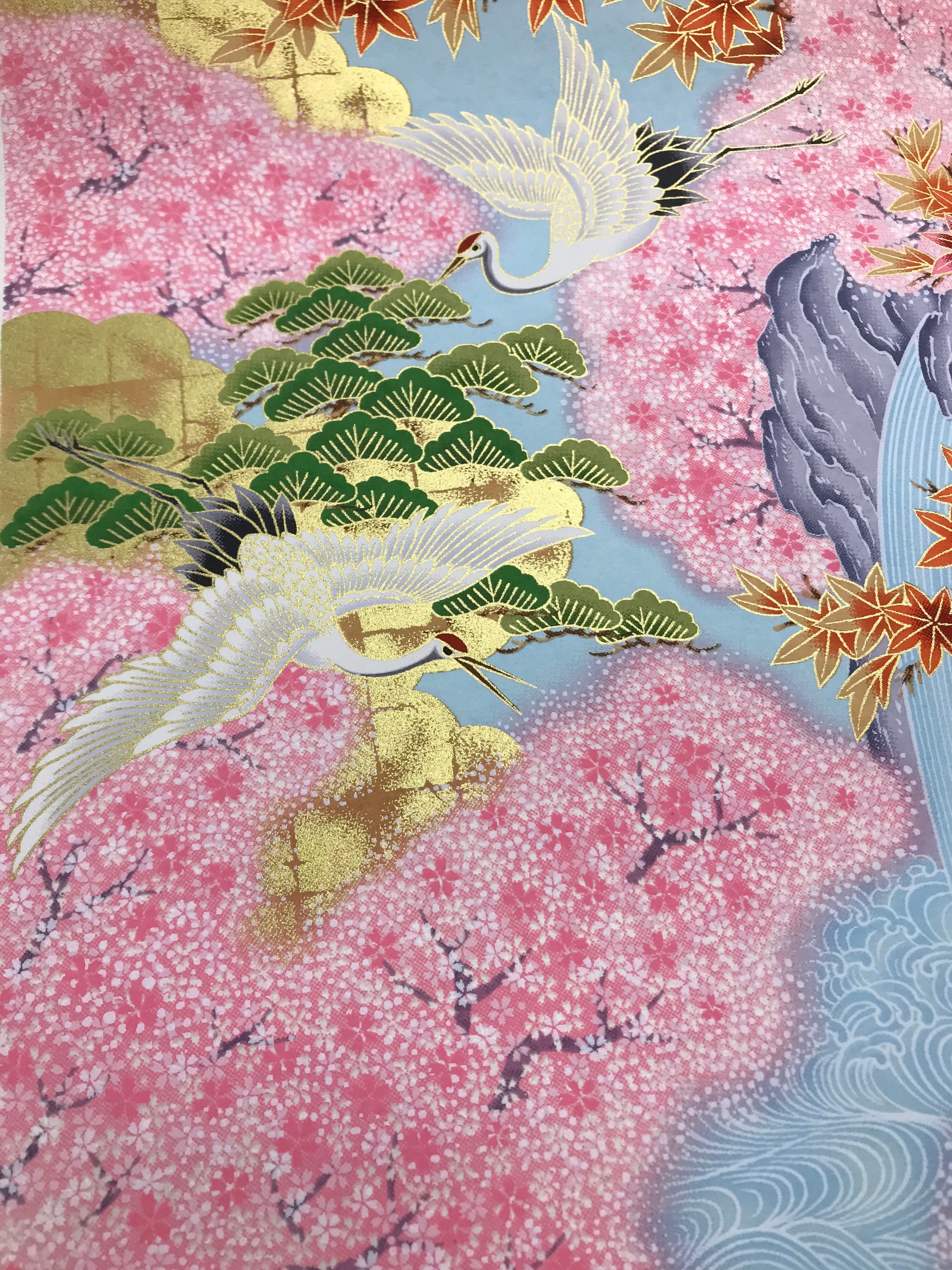 Cherry Blossom Art Print, Japanese Decor, Japanese Crane Art, Washi Paper  Art, New Apartment Gift for Women, Silkscreen Print, Unique Gifts 