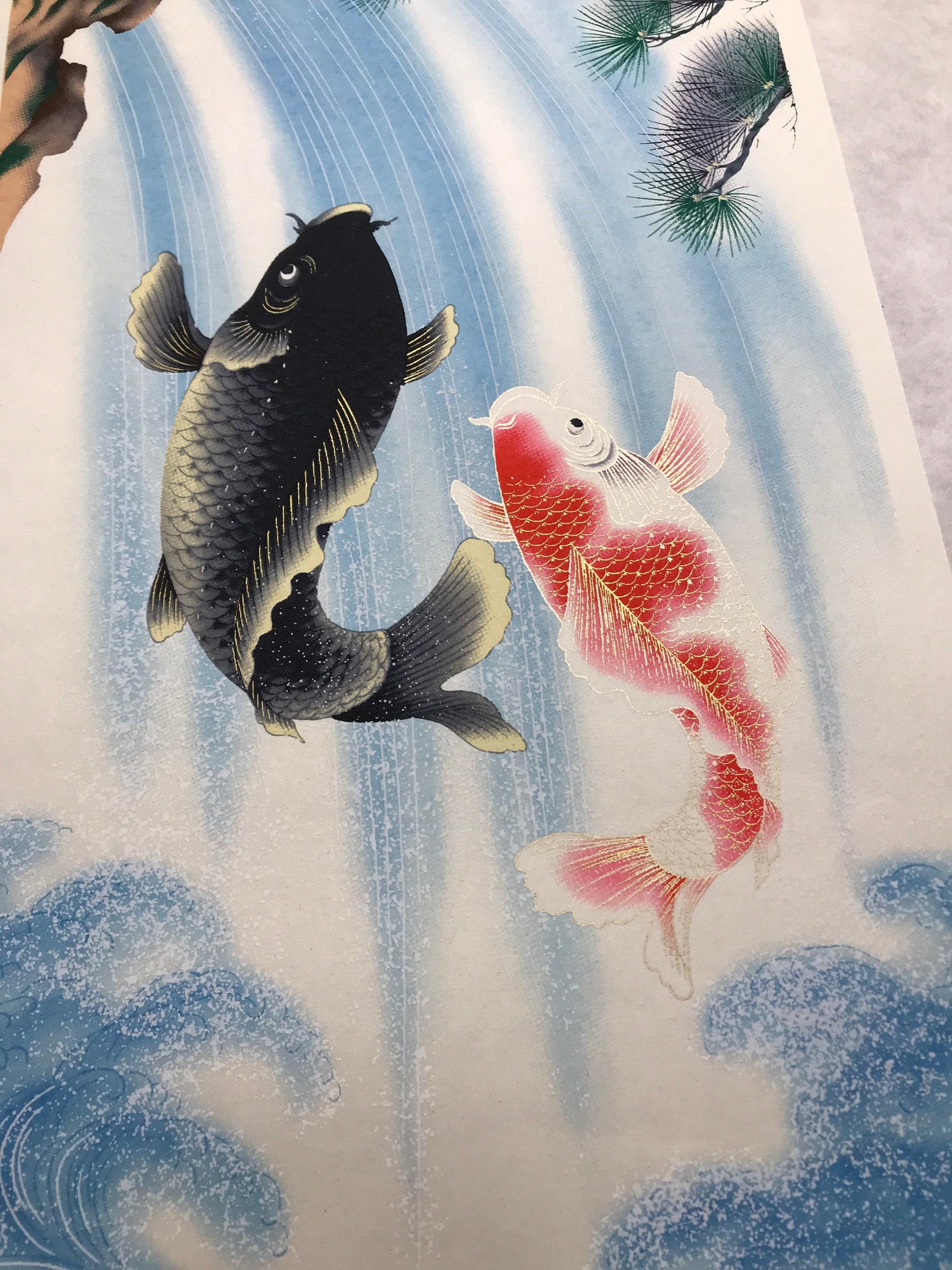 Japanese Wall Art Koi Fish Swimming Upstream to Turn Into | Etsy