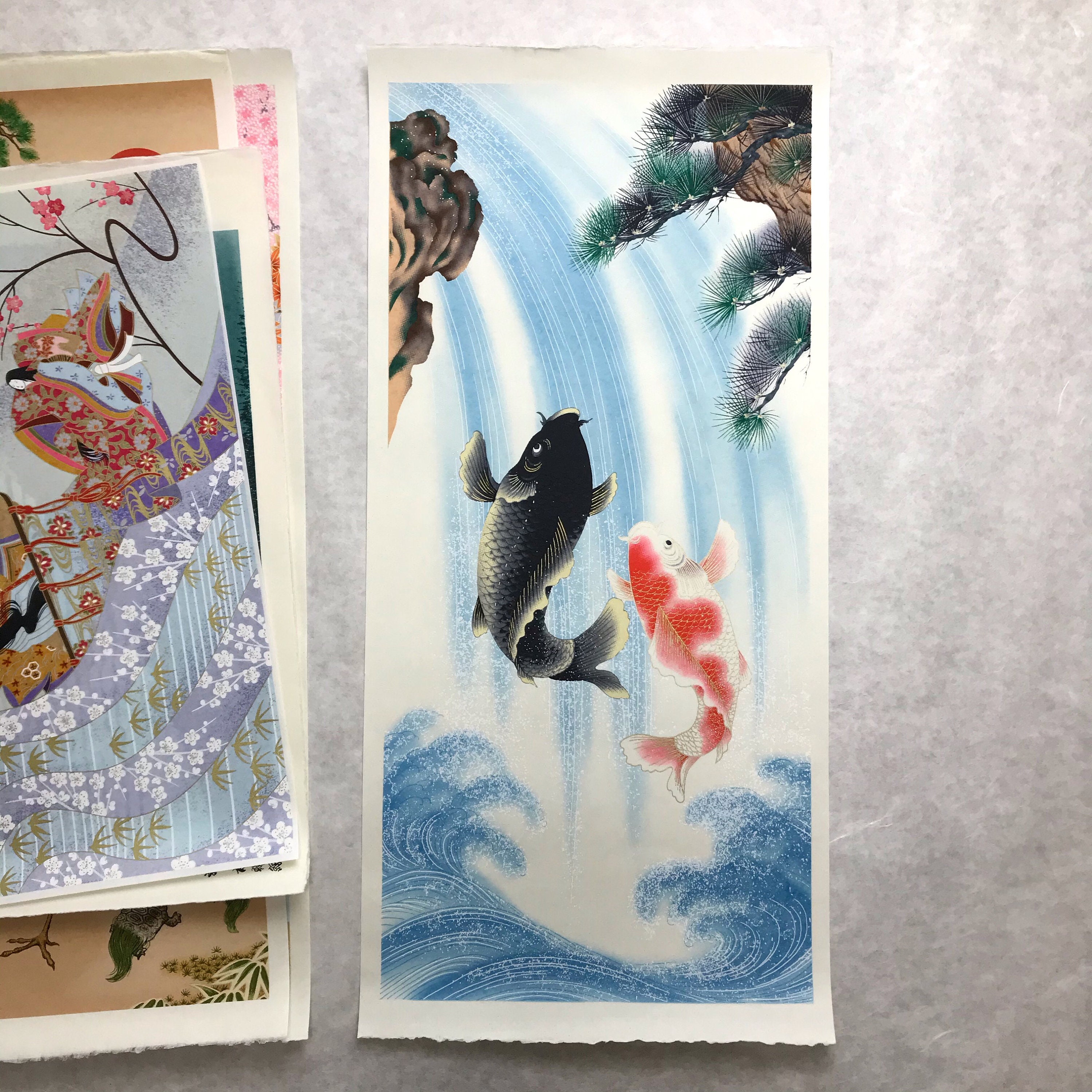 Japanese Wall Art Koi Fish Swimming Upstream to Turn Into - Etsy