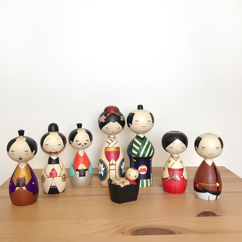 Japanese Nativity Set Kokeshi Dolls Nativity Set Nativity - Etsy