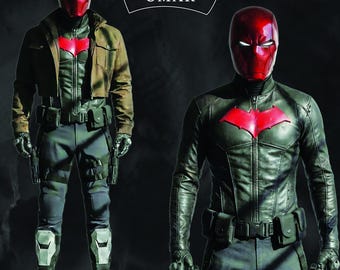 Red Hood Arkham Knight Cosplay Anzug - Lederpanzer Version mit Hose & Helm