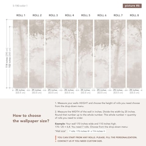 Moody Woodland Wallpaper for Bathroom | Neutral Forest Wall Mural | Powder Room Decor image 6
