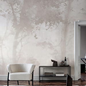Moody Woodland Wallpaper for Bathroom | Neutral Forest Wall Mural | Powder Room Decor image 7