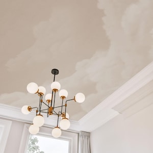 Cloud ceiling mural wallpaper – Sky dream peel and stick ceiling art, removable custom wall mural for bedroom & living room decor, 1-143-1