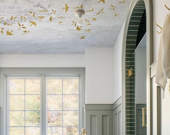 Ceiling Mural Wallpaper | Cloud Ceiling Art | Peel and Stick Ceiling Decor for Powder Room