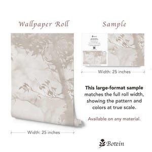 Moody Woodland Wallpaper for Bathroom | Neutral Forest Wall Mural | Powder Room Decor Sample