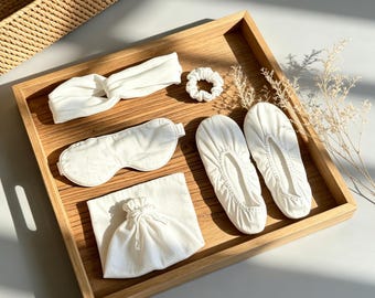 Juego de pijama de lino francés, regalo de spa para damas de honor, kit de relajación acogedor.
