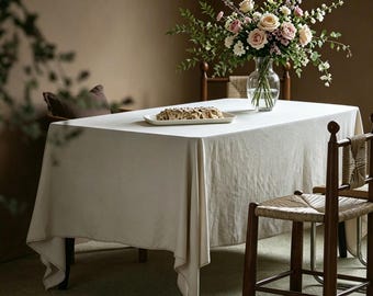 Mantel de lino: Cubierta de mesa de comedor de tela natural