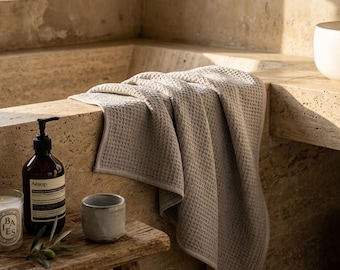 Toalla de baño de algodón con textura de gofre, toalla de baño ligera con tejido de gofre, toalla absorbente de secado rápido para el baño o spa.