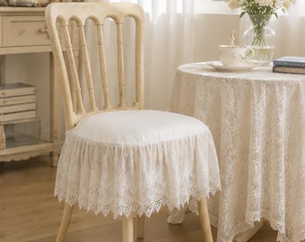 Cojín de algodón puro para silla de comedor / Cojín de asiento hecho a mano / Funda de silla rústica suave / Decoración de cocina rústica neutra / LinenCraftLab