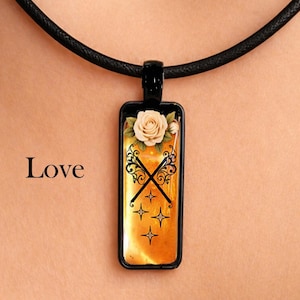 Love Manifestation Rune Pendant to attract Love and Devotion, includes Black Necklace, Free "Magic Spells for Beginner Witches" PDF!