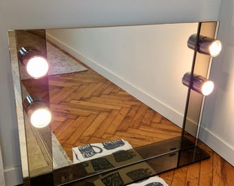 Vintage Hollywood beleuchteter Wandspiegel aus Cristallo Fumé