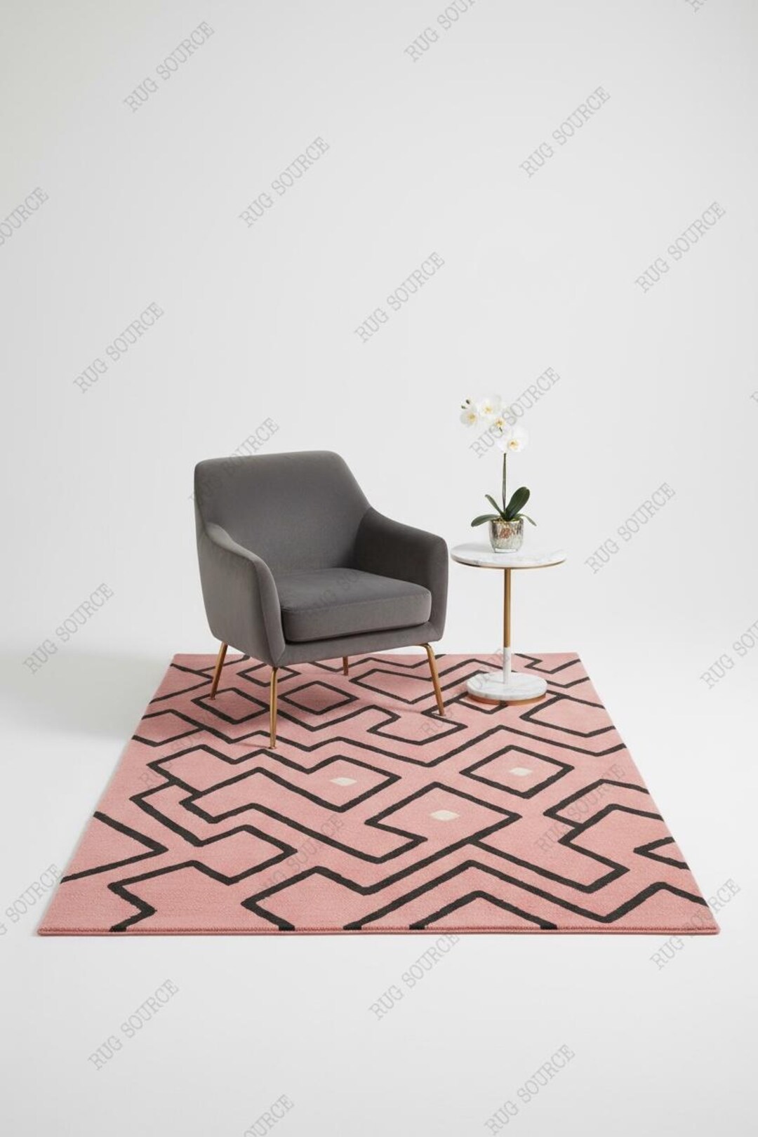 Hand-tufted Pink Wool Rug, Modern Geometric Nordic Design - Etsy