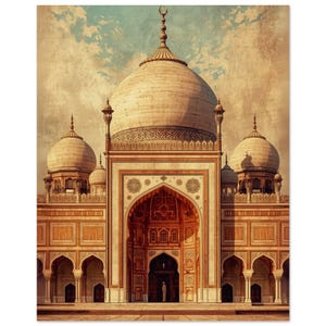 Décoration sur bois Mosquée Badshahi - 16 x 20 pouces