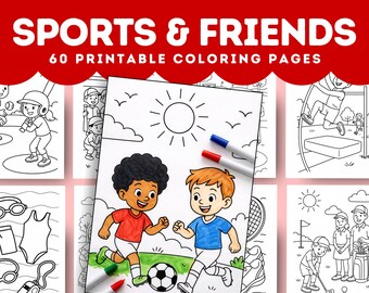 Sportkleurplaten voor kinderen: 30 leuke activiteiten-pdf's (digitale download)