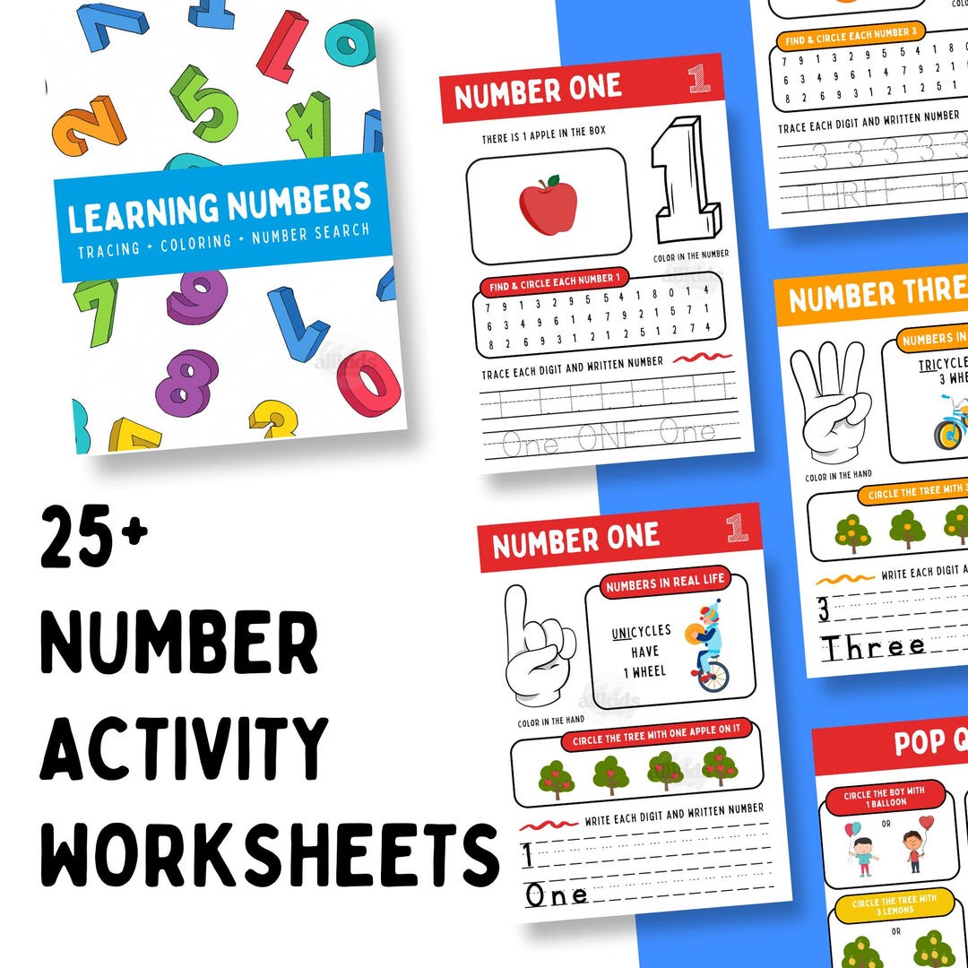 Learning Numbers Activity Pack: Tracing, Counting, Coloring (26 Pages ...