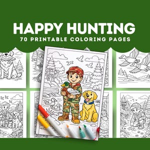 Kids Hunting Coloring Pages – 70 Printable Wildlife Sheets (Digital Download)