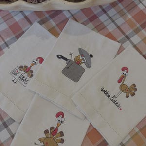 Thanksgiving Embroidered Napkin Set of 4 | Autumn Dinner Table Decor | Reusable Fall Cloth Napkins