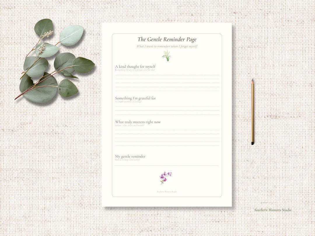Reminder Journal.pdf Printable Self-care Journal Template | the Gentle Reminder Page ...