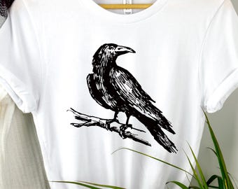 Raven T-Shirt, Crow Graphic Tee, Nature Lover Shirt, Animal Lover Gift, Unisex Wildlife Shirt, Bird Illustration Shirt