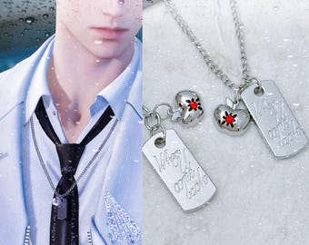 Love and Deepspace Caleb,Caleb Necklace,Matte Apple Tag Pendant Necklace,Caleb's Gift